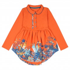 Оранжевое платье с рукавами для девочки